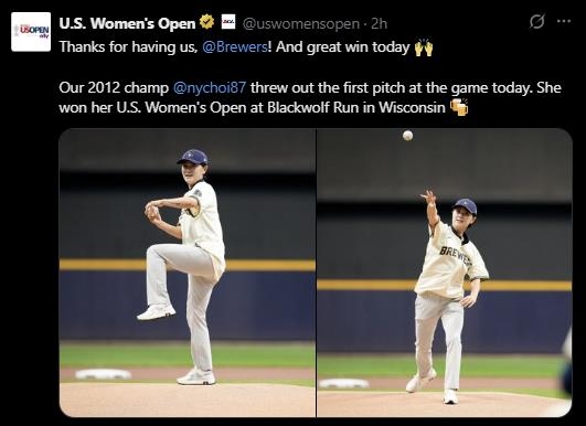 “시구로 화제”…최나연, US여자오픈 개막 맞춰 MLB 경기 시구→밀워키 6-5 승리 / 연합뉴스