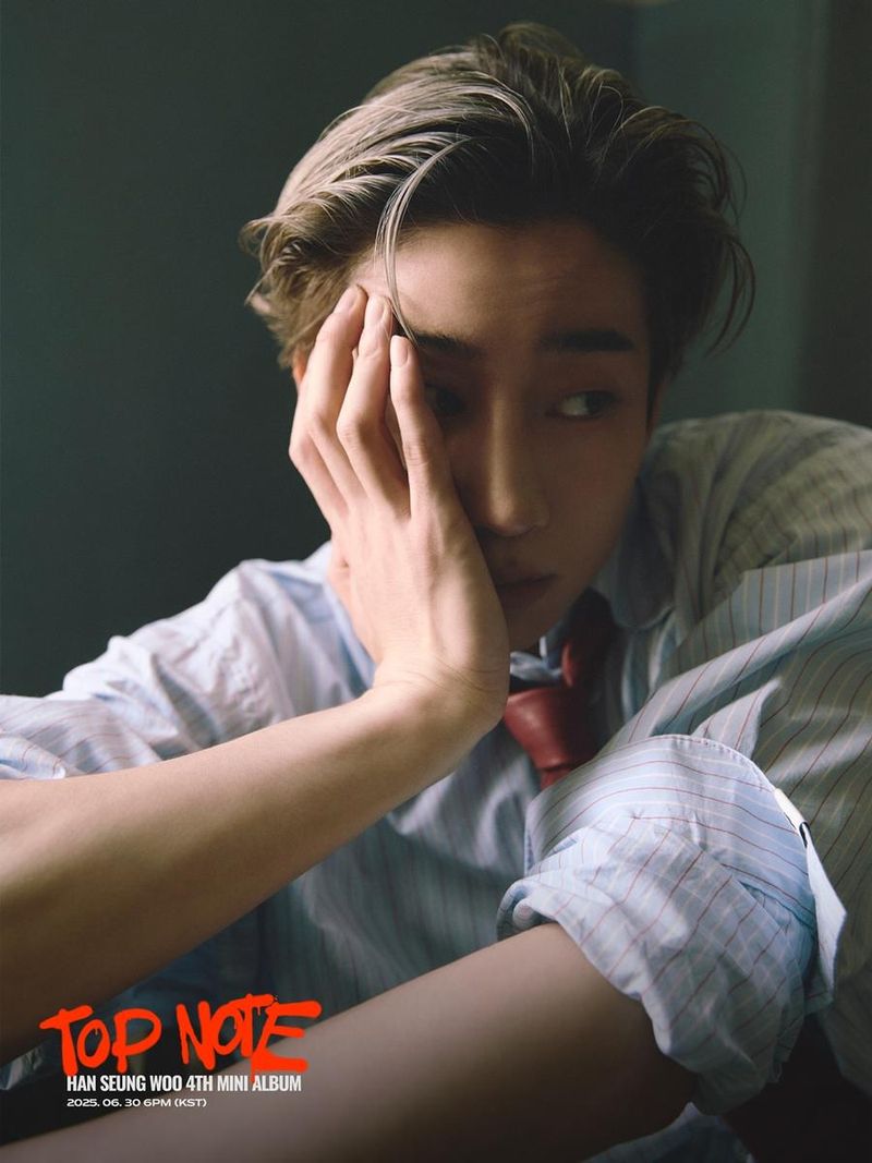 “귀공자가 돌아왔다”…한승우, ‘TOP NOTE’ 첫 포토→강렬한 변신 예고 / 아우라엔터테인먼트