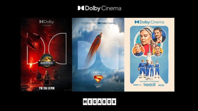 돌비 시네마 상영 영화 ‘쥬라기 월드: 새로운 시작’, ‘슈퍼맨’, ‘판타스틱 4: 새로운 출발’(제공: 메가박스)