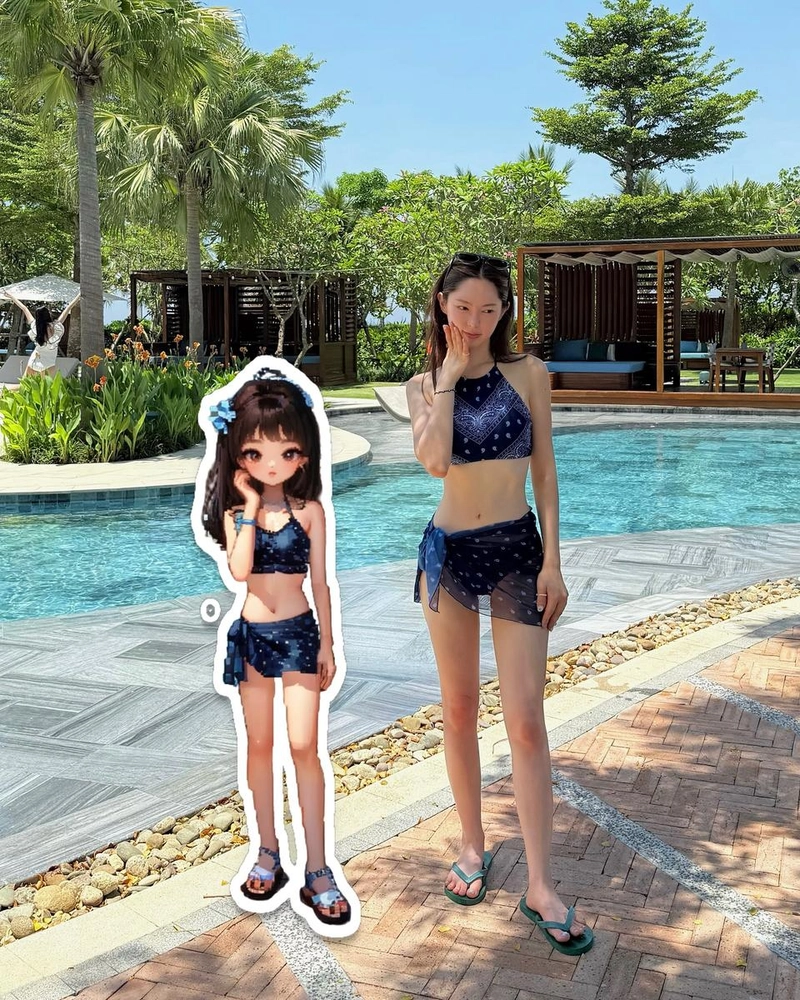 “여름 햇살 아래 새로 태어난 듯”…송세라, 청량한 수영장 앞→빛나는 비키니 자태 / 인플루언서 송세라 인스타그램