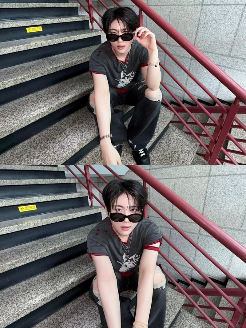 “셋넷고 끝”…크래비티 우빈, 선글라스 너머의 여름→계단 위 강렬한 존재감 / 그룹 크래비티 우빈 인스타그램