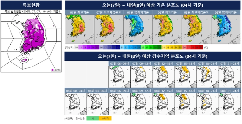 [오늘의 날씨] 전국 최고체감온도 35도 내외…경기동부·강원내륙 최대 50mm 소나기 / 기상청