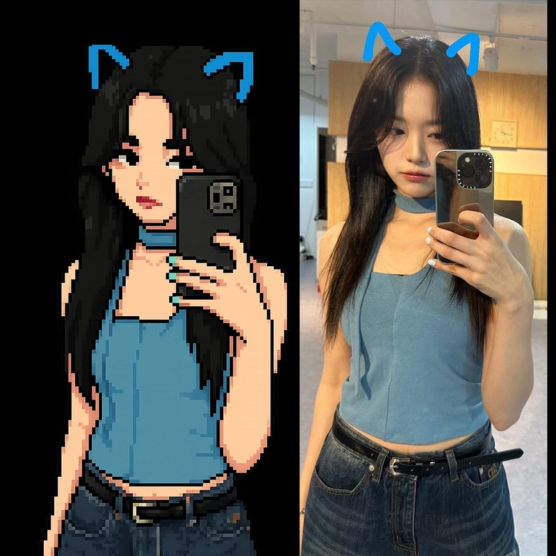 “요즘 유행이래요”…현진, 픽셀과 현실 경계→여름 청량함 소환 / 걸그룹 이달의 소녀 현진 인스타그램