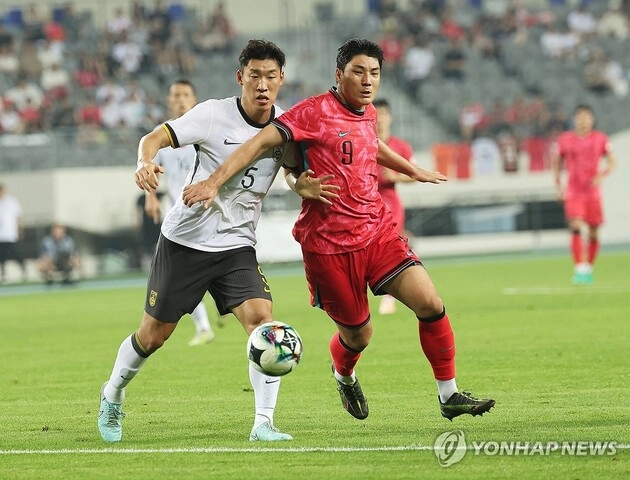 “결승 헤더 작렬”…주민규, 중국전 추가골→대표팀 3-0 완승 견인 / 연합뉴스