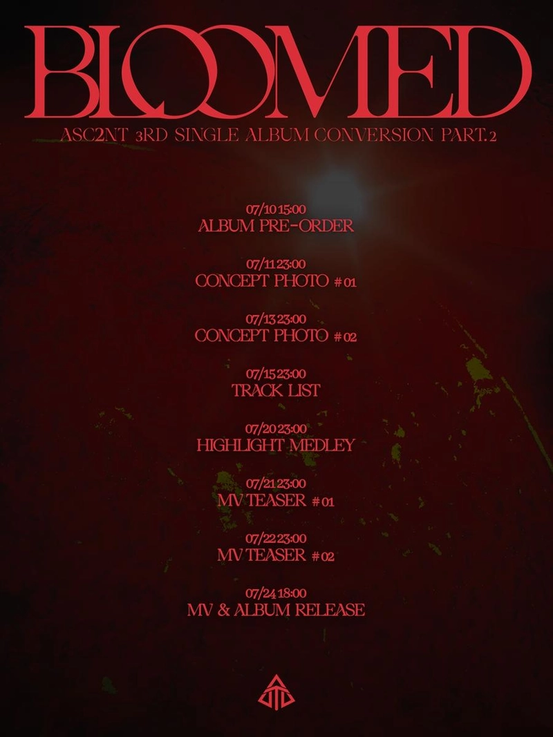 “어센트(ASC2NT), 새 얼굴로 파격 변신”…‘Conversion Part.2 BLOOMED’ 타임테이블 공개→24일 컴백 전초전 / 뉴웨이즈컴퍼니