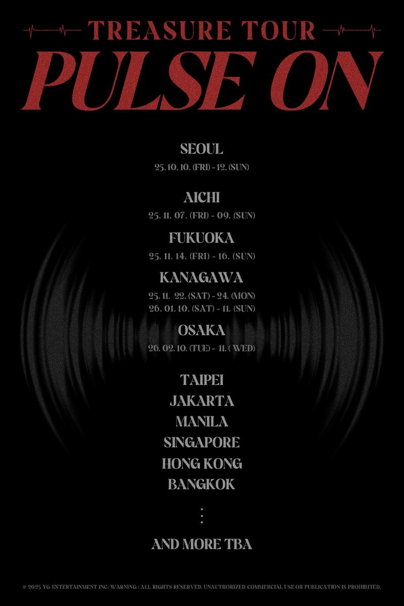 “트레저, 11개 도시 무대 점령”…‘PULSE ON’ 투어→글로벌 팬심 흔든다