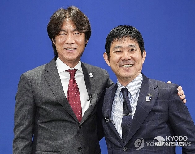 “81차례 한일전 축구 명승부”…홍명보·모리야스, 동료이자 라이벌 강조 / 연합뉴스