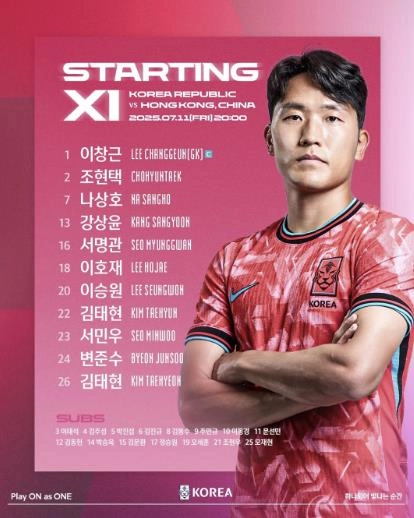 “선발 전원 교체 단행”…나상호 포함 홍명보호, 동아시안컵 2차전 출격 / 연합뉴스