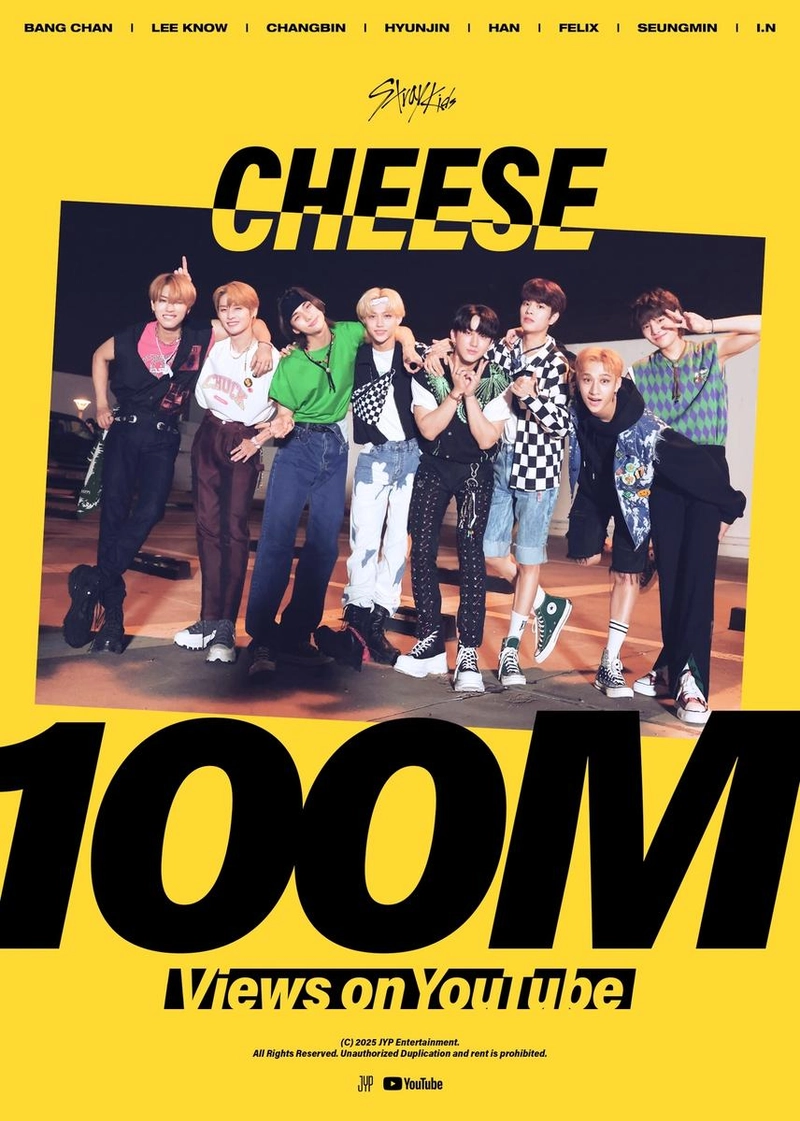 “억대 뷰 행진 멈추지 않는다”…스트레이 키즈, ‘CHEESE’로 K팝 4세대 1위→월드투어 열기 확산 / JYP엔터테인먼트