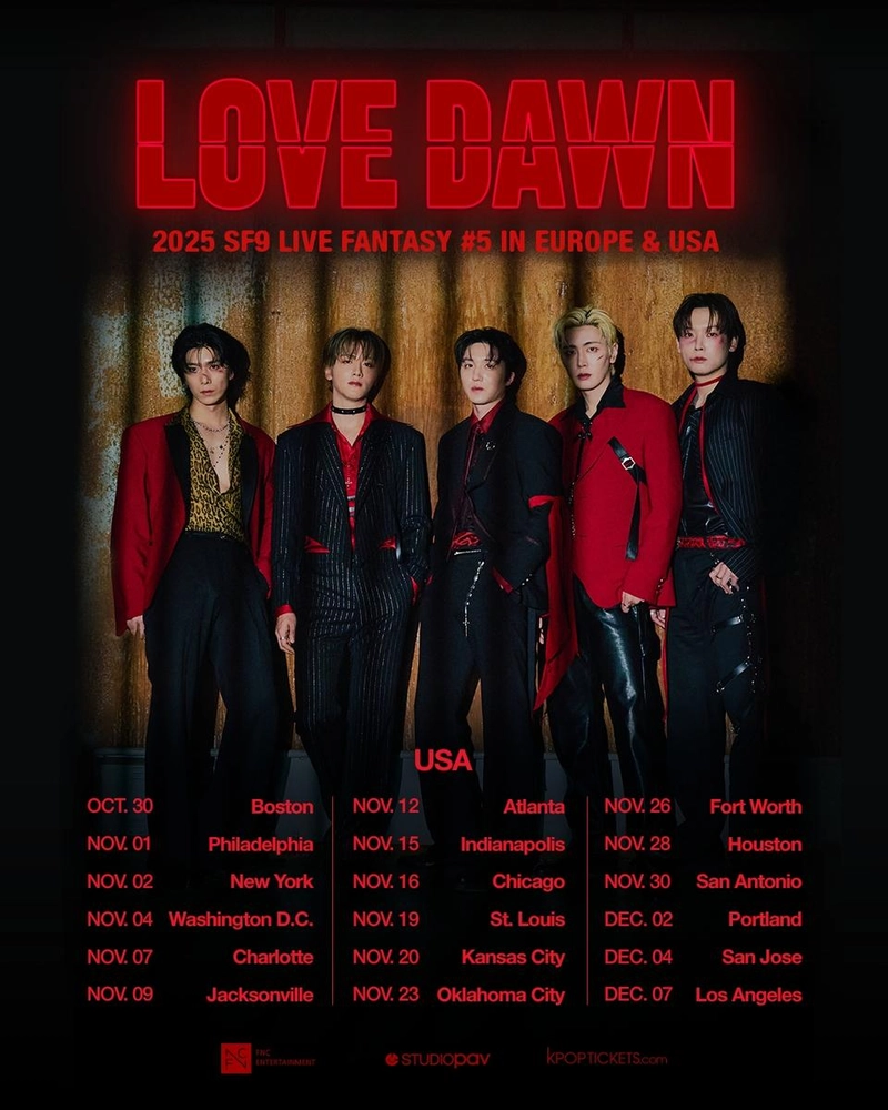 “글로벌 대장정 예고”…SF9, ‘LOVE DAWN’ 유럽·미주 투어로 팬심 사로잡는다 / FNC엔터테인먼트