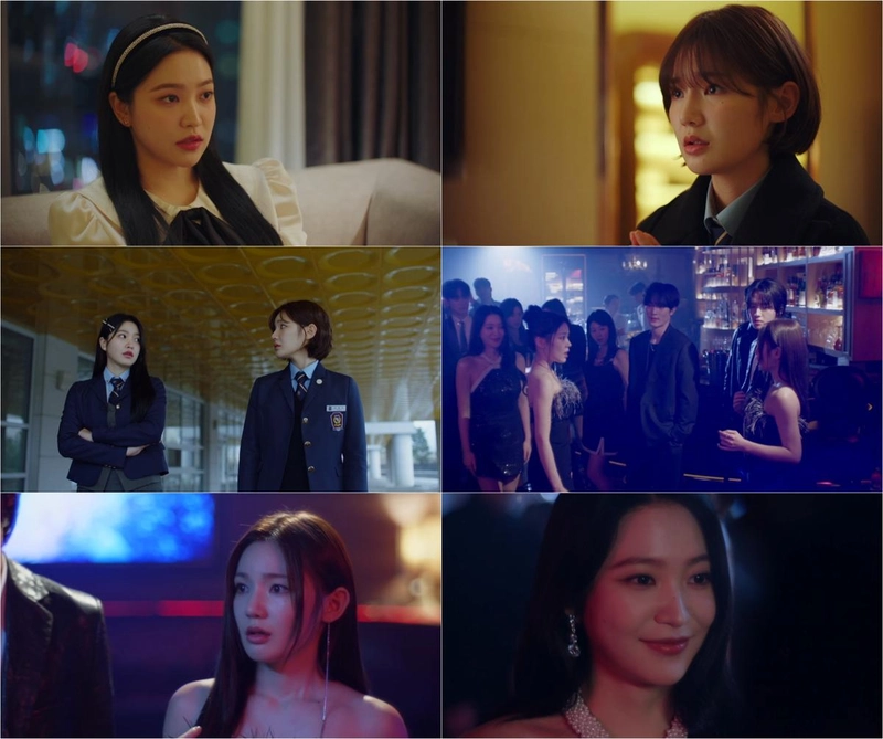 “팽팽한 심리전 속 동맹”…이은샘·김예림, ‘청담국제고등학교2’서 서늘한 긴장감→관계 변화 주목 / 드라마청담국제고등학교2방송캡처