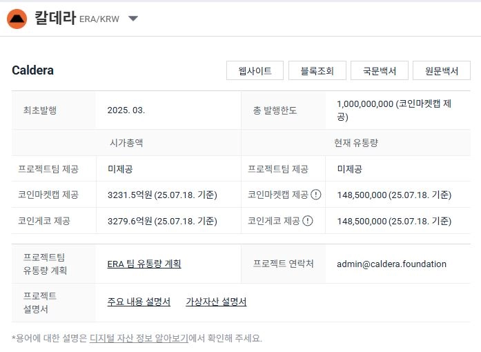 칼데라 코인 / 업비트