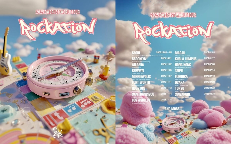 “월드투어로 글로벌 존재감 각인”…QWER, ‘ROCKATION’서 경쾌한 밴드 매력→팬들 기대 UP / 타마고프로덕션
