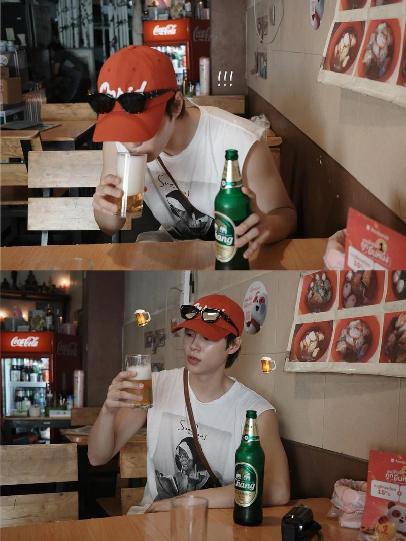 “찬란한 낮, 잔을 기울이다”…이상윤, 여름 오후 감각→맥주 한 모금의 여유 / 하트페어링 출연자 모델 이상윤 인스타그램