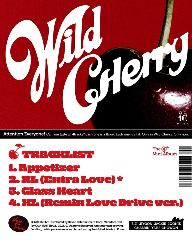 “돌아온 과즙매력”…아이칠린, ‘WILD CHERRY’ 트랙리스트 전격 공개→신곡 ‘XL’로 여름 공략 / 케이엠이엔티