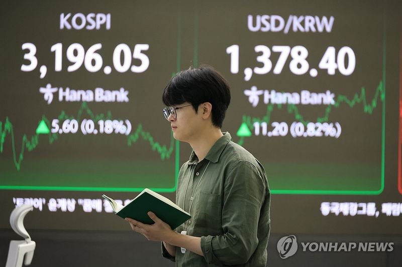 코스피 3,196.05 강보합 마감…한미 무역협상 관망 속 외인·기관 순매수