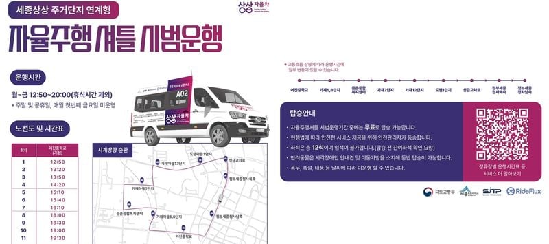 도심 연결 자율주행 셔틀 혁신…세종시 신규 노선, 생활 밀착형 교통혁신→확산