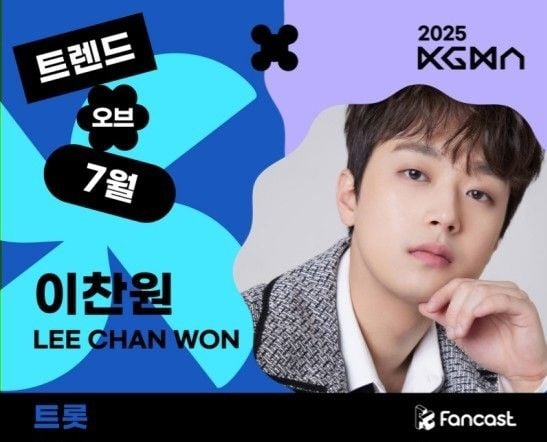 '팬캐스트' / '존재 자체가 레전드' 트롯거성 이찬원, 'KGMA 트렌드 오브 7월' 트롯 부문 1위