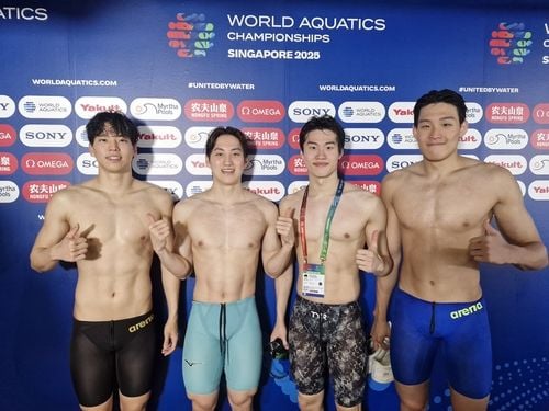 “사상 첫 결승 진출”…남자 혼계영 400m 대표팀, 세계선수권 7위 기록 / 연합뉴스