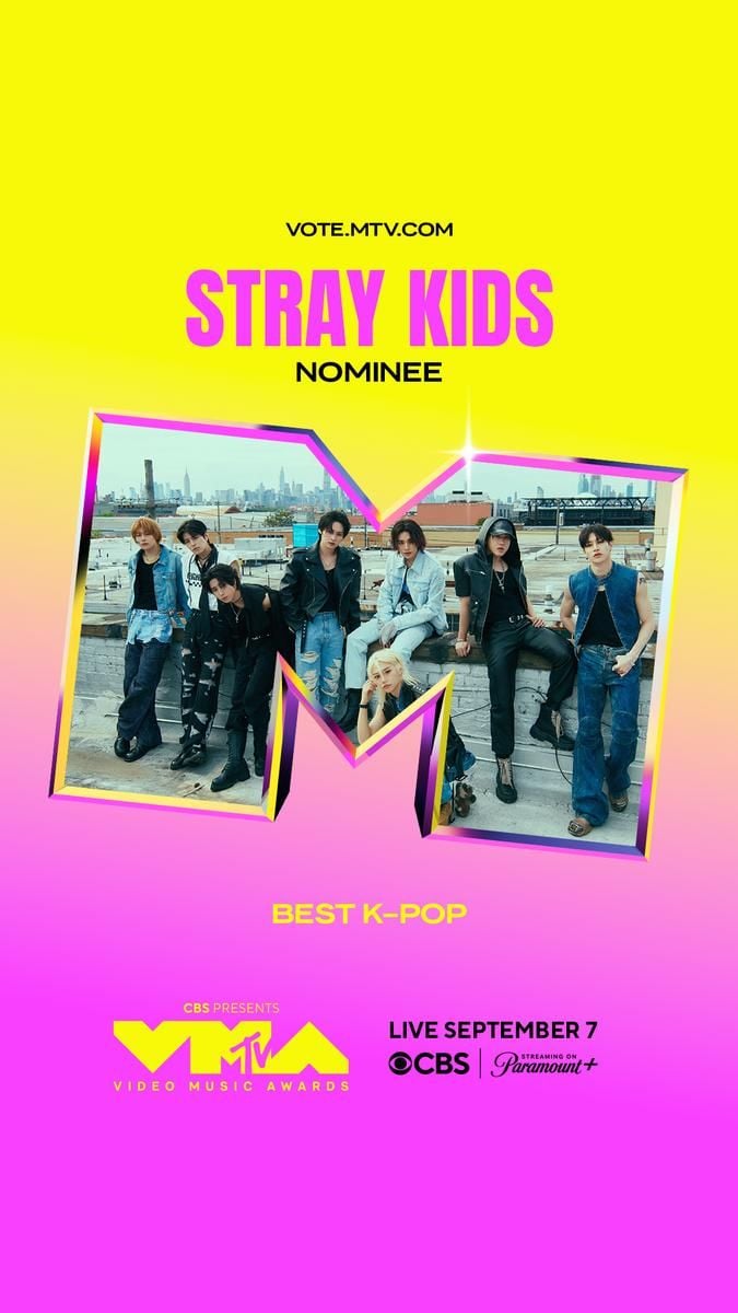 “글로벌 탑 아티스트 위상”…스트레이 키즈, ‘MTV VMA’ K팝 4연속 후보→정규 4집 열기 고조 / MTV