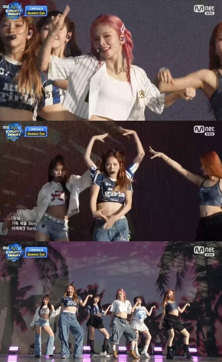 “여섯 명이 만든 청량감”…퀸즈아이, ‘엠카운트다운’서 컴백 첫무대→여름 무대 강렬했다