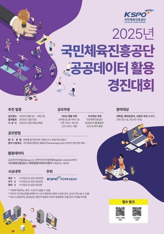 “공공데이터 활용 경진대회 개막”…체육공단, 12월 7일까지 참가 접수 / 연합뉴스