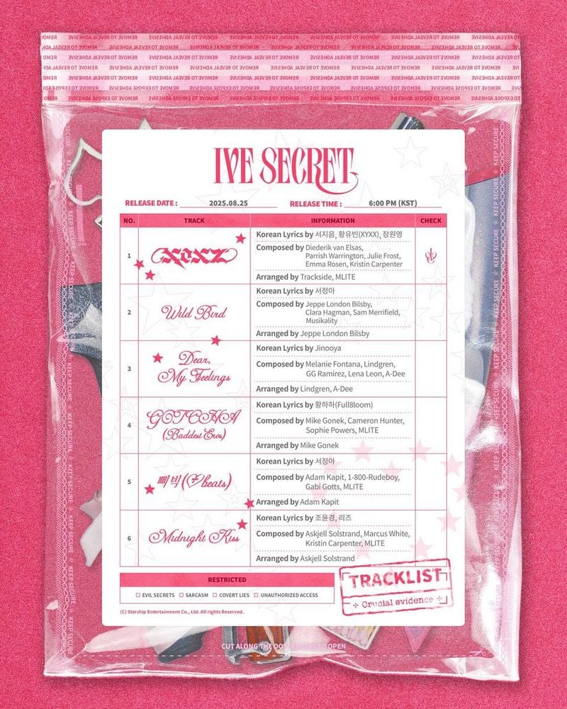 “나르시시즘 서사 완성”…아이브, ‘아이브 시크릿’ 트랙리스트 공개→장원영·리즈 작사로 기대감 폭발 / 스타쉽엔터테인먼트