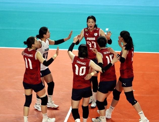 “강소휘 15점 분전”…여자배구 대표팀, 프랑스와 5세트 접전 끝 2연패 / 연합뉴스