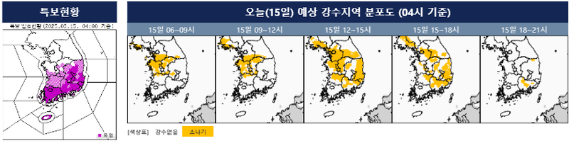 [오늘의 날씨] 전국 곳곳 오후 소나기…서울 5~20mm, 남부·경상권 최대 40mm 집중 / 기상청