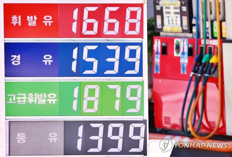 전국 휘발유 가격 1.7원 하락…두바이유 67.9달러로 하락세