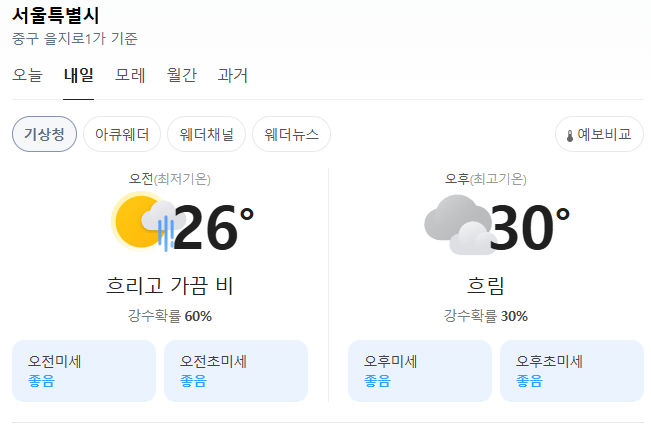 출처: 네이버날씨(기상청)