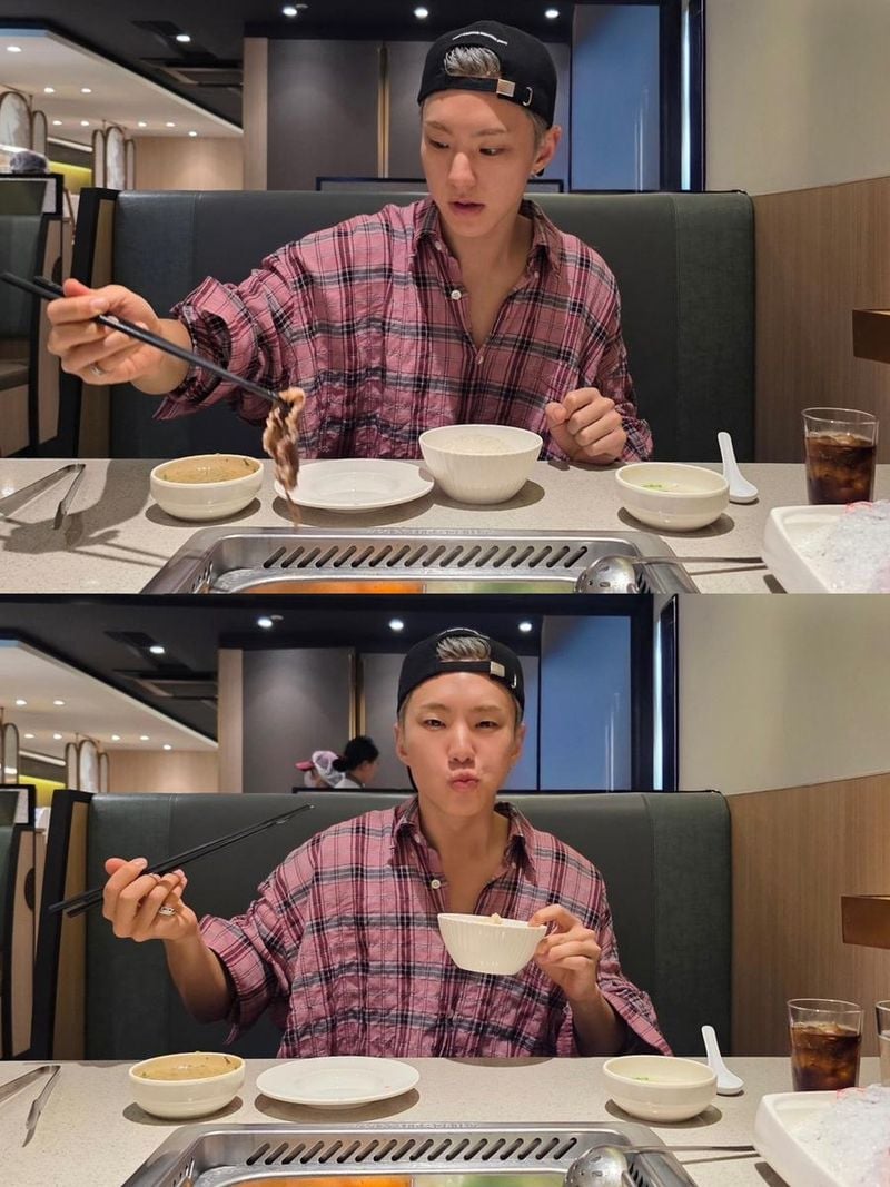 “분홍빛 여유가 묻어났다”…호시, 캐주얼한 여름밤→소박한 미소 / 그룹 세븐틴 호시 인스타그램