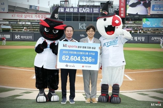 “수익금 6천260만원 기부”…kt wiz, 워터 페스티벌 수재민 지원 / 연합뉴스