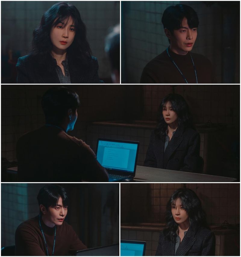 “조용한 눈빛이 모든 걸 말한다”…이보영·이민기, ‘메리 킬즈 피플’ 압박 심문→긴장감 최고조 / MBC
