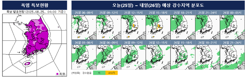 [오늘의 날씨] 전국 31도~37도 무더위…수도권 100mm↑ 강한 비와 돌풍 주의 / 기상청