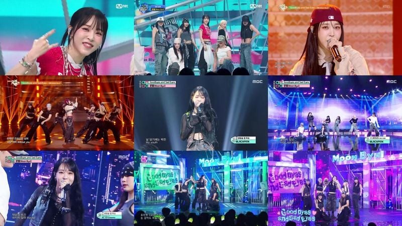 “문별, ‘Goodbyes and Sad Eyes’로 무대 완벽 접수→글로벌 음원 차트 1위 질주” / 각 음악방송 갈무리