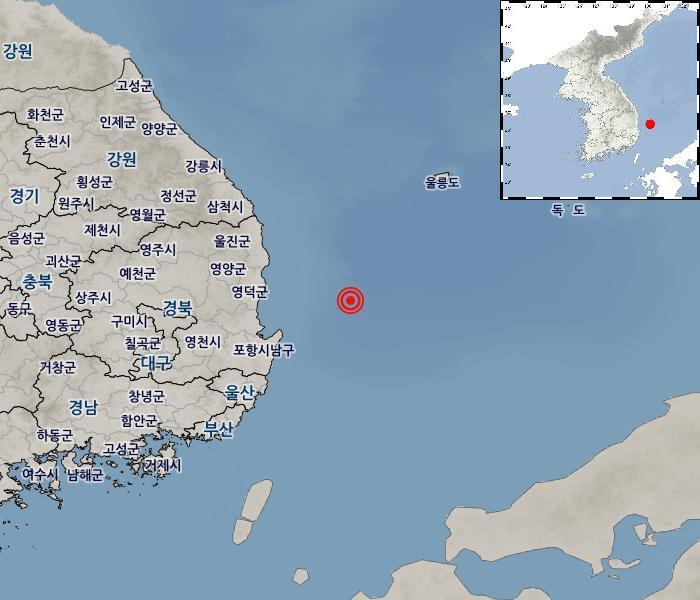 경북 영덕군 동쪽 해역서 2.5 규모 지진 발생…추가 재난 연계 사례는 없어 / 기상청