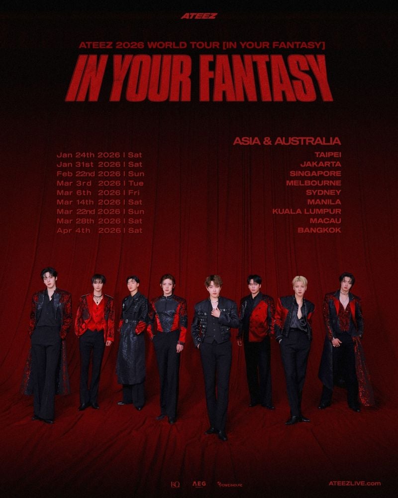 “아시아 무대 흔든다”…에이티즈, ‘IN YOUR FANTASY’ 투어로 2026년 현지 팬심 접수→첫 단독 콘서트 도시 확장 / KQ엔터테인먼트