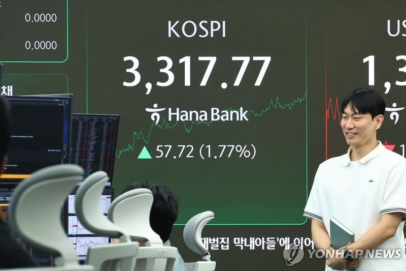 코스피 장중 3,317.77 기록…외국인 매수에 사상 최고치 경신