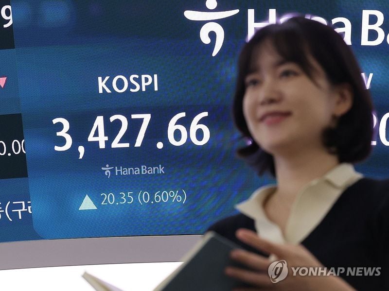 코스피 3,428.88로 사상 최고치 경신…11거래일 연속 상승