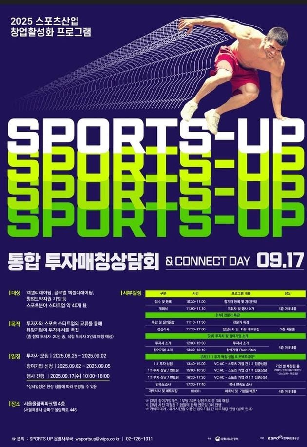 “20개 투자사 참여”…국민체육진흥공단, 스포츠산업 투자매칭 상담회 17일 개최 / 연합뉴스
