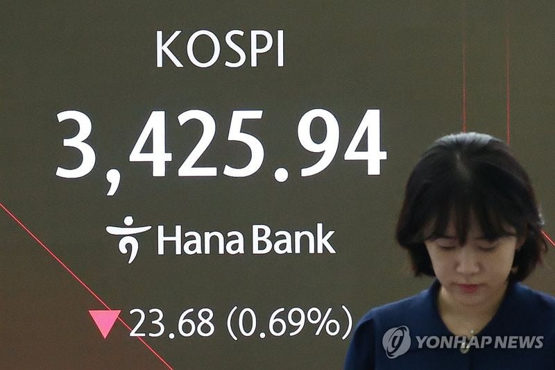 코스피 1% 하락…12거래일 만에 3,410대 마감