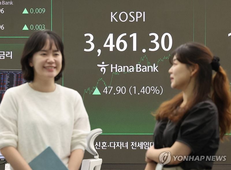 코스피 3,461.30 사상 최고치 경신…8만전자·SK하이닉스 5%대 급등