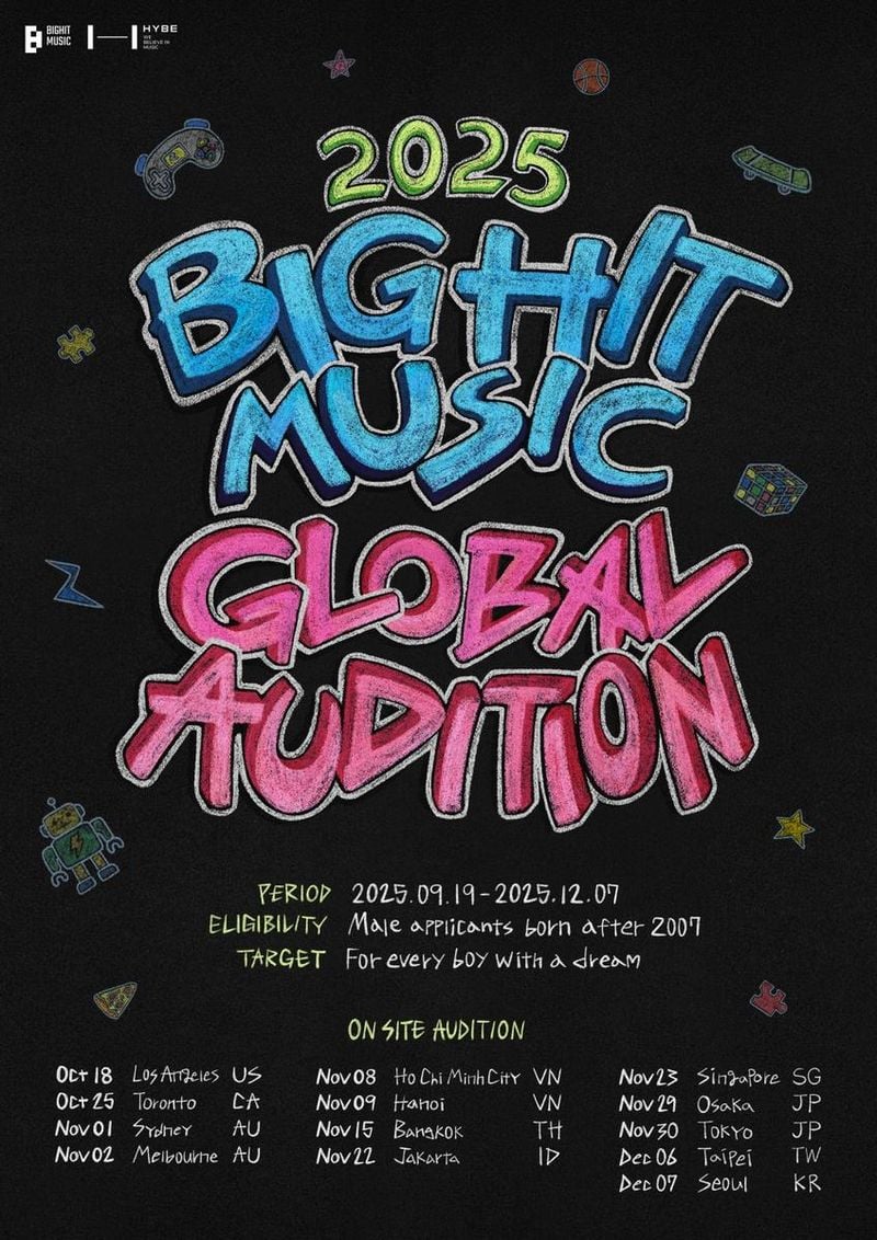 “보이그룹 명가 도전의 장”…빅히트뮤직, ‘2025 GLOBAL AUDITION’ 출격→글로벌 AI팝업 이목 집중