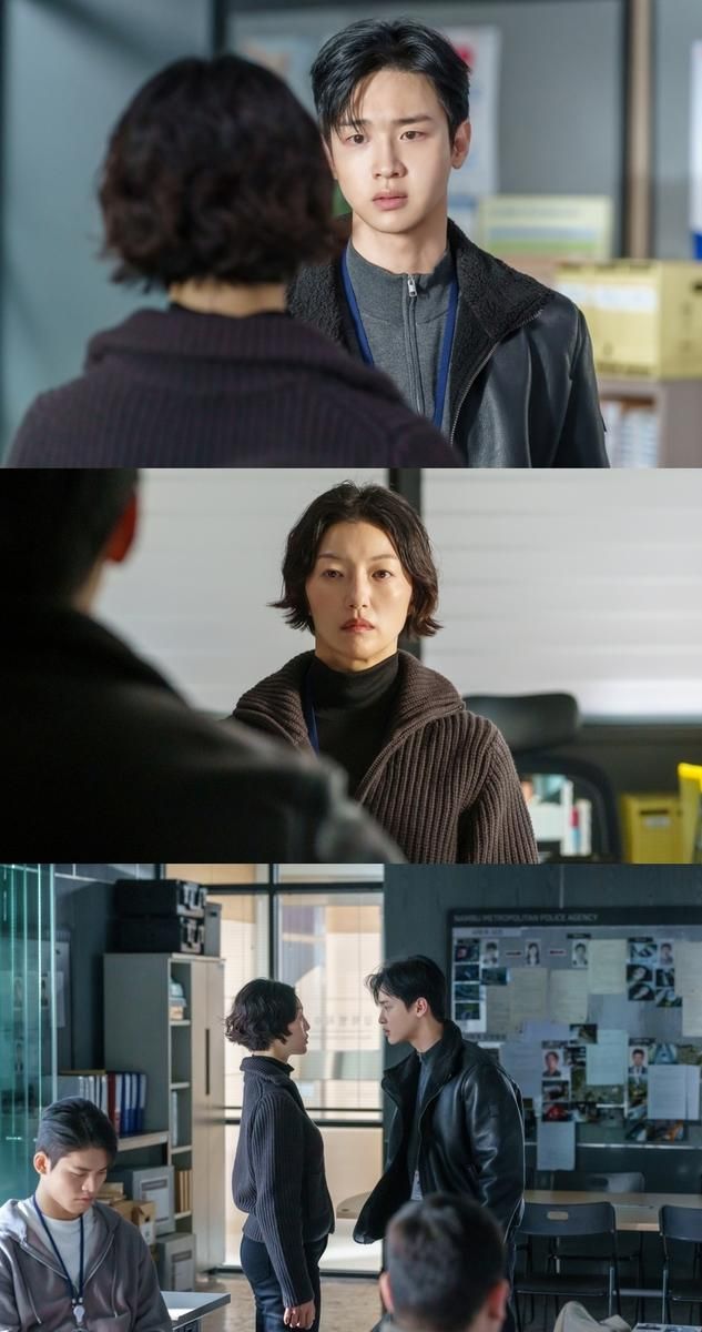 “긴장의 교차점”…‘사마귀: 살인자의 외출’ 장동윤 이엘, 대립의 순간→촉진되는 불안 / SBS