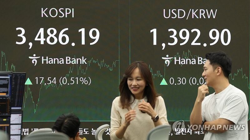 코스피, 美 기술주 강세에 사상 최고치 경신…3,486.19 마감