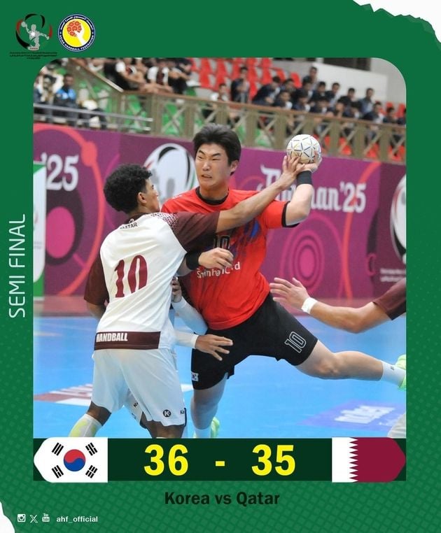 “1점 차 접전 승리”…김남균호, 카타르 꺾고 U-17 아시아 핸드볼 결승행 / 연합뉴스