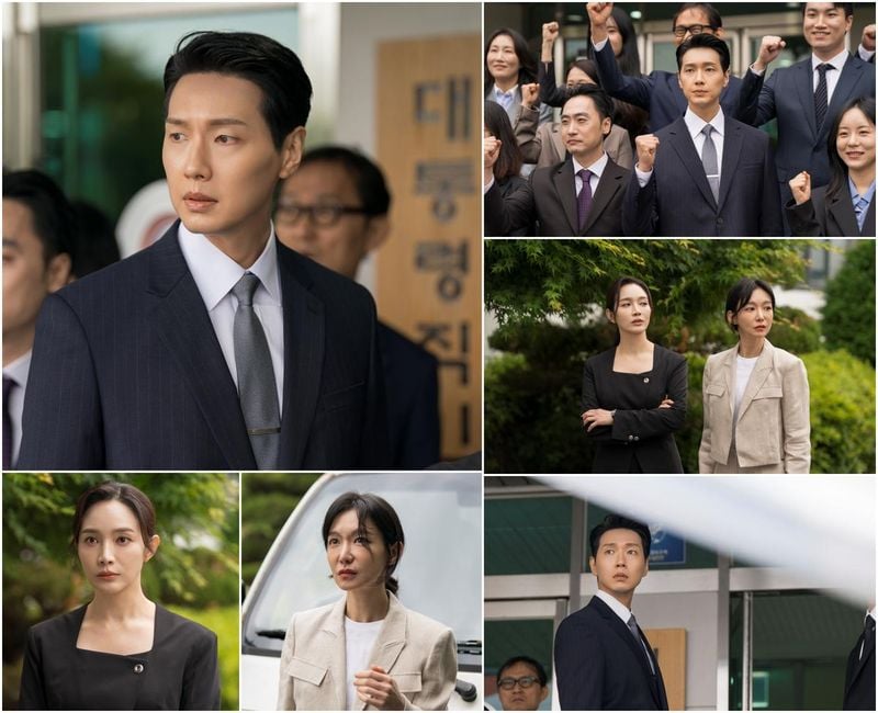“초유의 수난에 휩싸였다”…지현우·이민영, ‘퍼스트레이디’ 인수위 현장→충격과 긴장 고조 / MBN