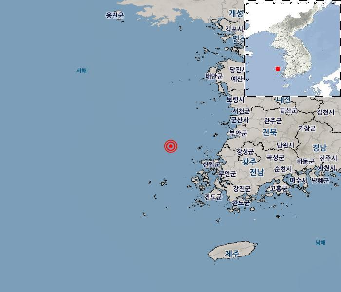 전남 신안군 해역 규모 2.6 지진 발생…피해는 없어 / 기상청