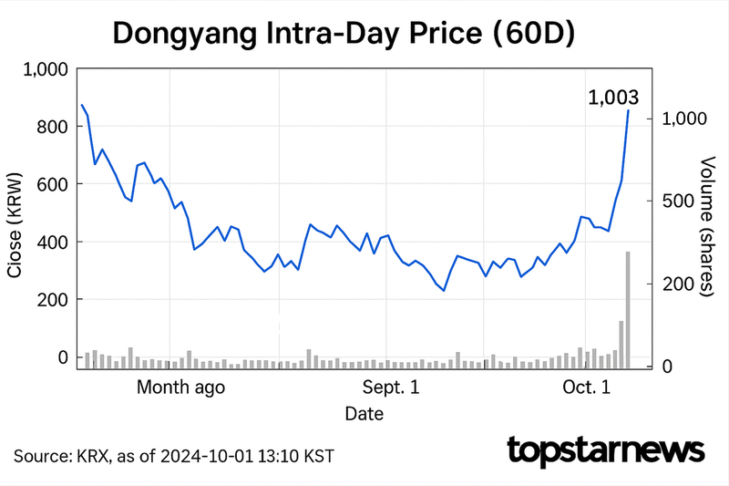 [분석] 동양 2.66%↑, 1,003원…자사주 이슈·실적 부진 여파 속 혼조세